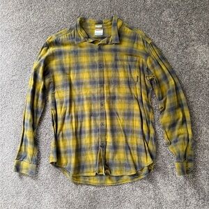 Columbia Yellow and Gray Plaid Button-Down Shirt